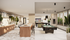 Modern lounge area with a stylish bar, pool tables, and large windows offering ample natural light.