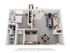 Chic 3D apartment layout with 1 bedroom, elegant living room, modern kitchen, and dining area, perfect for stylish urban living.