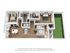 Modern 3D floor plan showcasing two spacious bedrooms, an open-concept kitchen, cozy living area, and private garden space.