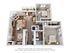 Modern 3D floor plan showcasing an elegant apartment with two cozy bedrooms, a stylish open-concept living room featuring a fireplace, a functional kitchen, and a charming balcony.
