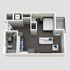 The Minimalist studio floor plan at The Lofts at City Center - 528 sq ft