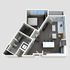 One-bedroom floor plan with built-in desk at The Lofts at City Center - 761 sq ft