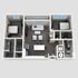 The Mural two-bedroom apartment layout at The Lofts at City Center - 1,103 sq ft