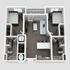 The Portrait -  two-bedroom apartment layout at The Lofts at City Center  - 804 sq ft