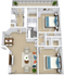 2 bedroom - 975 sqft