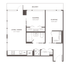 Modern apartment floor plan with two cozy bedrooms, an inviting open-plan living and dining area, stylish kitchen, and a spacious balcony.