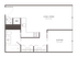 Modern apartment floor plan showcasing a spacious living and dining area, efficient kitchen layout, cozy sleeping space, and convenient bathroom facilities.