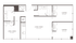 Modern apartment floor plan featuring a spacious living/dining area, two cozy sleeping quarters, a functional kitchen with a refrigerator, and in-unit washer/dryer.
