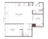 Modern 2D floor plan featuring a spacious living/dining area, two cozy sleeping spaces, and a well-equipped kitchen with optimal storage.