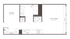 Modern studio apartment floor plan featuring a spacious sleeping area, efficient kitchen, and combined living/dining space with sleek cabinetry.