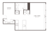 Modern studio apartment floor plan with a cozy sleeping area, well-appointed kitchen, and spacious living/dining space, ideal for stylish urban living.