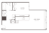 Modern studio apartment floor plan featuring a cozy sleeping area, open living and dining space, and a functional kitchen with built-in storage.