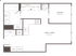 Modern studio apartment floor plan featuring a sleeping area, open living/dining space, kitchen with pantry, and in-unit laundry.