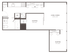 Elegant studio apartment floor plan showcasing dual sleeping areas, efficient kitchen, and combined living/dining space.