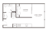 Apartment floor plan with sleeping area, spacious living and dining section, modern kitchen with appliances, and bathroom. Ideal for efficient city living.