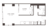 Modern studio apartment floor plan featuring an open living and dining area, cozy sleeping space, and efficient kitchen with washer/dryer.