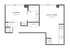 Modern apartment floor plan with versatile sleeping area, open living and dining space, and efficient kitchen layout.