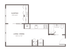 Modern floor plan showcasing a cozy sleeping area, open living/dining space, well-equipped kitchen, and stylish bathroom.