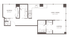 Modern floor plan with two sleeping areas, an expansive living/dining space, and a functional kitchen, offering comfort and style.