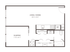 Modern studio apartment floor plan with open living and dining area, cozy sleeping space, sleek kitchen, and convenient laundry.