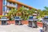 Vibrant apartment complex with modern gas grills and lush palm landscape perfect for outdoor gatherings.