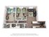 Modern 3D floor plan showcasing 2 spacious bedrooms, cozy living area, and sleek kitchen with breakfast bar.