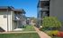 A sunny view of a modern apartment complex with balconies, manicured gardens, and inviting pathways.