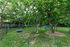 Charming outdoor area featuring a fenced dog park with lush greenery, picnic tables, and playful agility equipment under a canopy of trees.