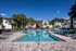 Additional resort-style swimming pool with lounge chairs, palm trees, and surrounding apartment homes on a clear, sunny day.