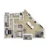 Modern apartment floor plan displaying 2 bedrooms, stylish kitchen, elegant living room, and spacious balcony.