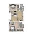 Modern 2D floor plan showcasing 2 bedrooms, a cozy living area, open kitchen, and 2 chic bathrooms. Spacious and inviting layout perfect for stylish living.