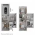 Contemporary two-story floor plan showcasing a spacious living area, modern kitchen, dining room, and an attached garage on the ground level; upstairs features two cozy bedrooms, an elegant master suite, and a sleek bathroom.