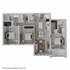 Modern 3D floor plan showcasing a spacious apartment with three bedrooms, a cozy living room, and an open kitchen design.