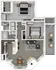 Modern 2D floor plan showcasing two cozy bedrooms, a spacious open-concept living room, stylish kitchen, and charming balcony.