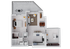 Modern 1-bedroom open-concept floor plan with spacious living area, sleek kitchen, and cozy outdoor patio.