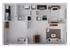 Modern 2D floor plan featuring a cozy 1-bedroom, inviting living area, and sleek kitchen with spacious closets.