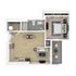 Sophisticated floor plan showcasing a spacious 1-bedroom layout with an open-concept living and dining area, modern kitchen, stylish bathroom, and a private balcony.