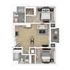 Modern 3D floor plan showcasing 2 bedrooms, a bright open-concept living area, spacious kitchen, and private balcony.