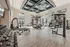 Spacious modern fitness center with state-of-the-art equipment and large windows.