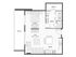 Modern floor plan featuring a spacious living area, cozy bedroom, kitchen, washroom, and a relaxing balcony.
