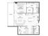 Chic open-concept floor plan featuring a spacious bedroom, modern kitchen, inviting living area, and private relaxation balcony.