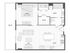 Modern floor plan showcasing a spacious one-bedroom suite, featuring a relaxing outdoor area, open-concept living and dining space, and a well-equipped kitchen.