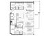 Elegant floor plan featuring 2 spacious bedrooms, open-concept living and dining area, modern kitchen, and a relaxing balcony space.