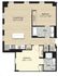 Modern floor plan featuring 2 spacious bedrooms, open-concept living and dining area, sleek kitchen with appliances, and 2 well-appointed bathrooms.