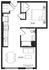 Modern 2D floor plan featuring a cozy bedroom, spacious open living area, stylish kitchen, and a well-designed bathroom.