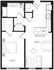 Modern floor plan featuring a spacious 17x11 bedroom, elegant bathroom, and an open-concept kitchen and living area sized 16x13, complete with a bar-style counter.