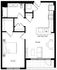 Modern floor plan showcasing an open-concept design with a spacious 17x11 bedroom, stylish kitchen with island seating, and cozy living area complemented by a versatile 12x14 layout.