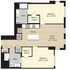 Elegant floor plan displaying a spacious 2-bedroom layout with a modern kitchen, open living/dining area, and two full baths. Features include walk-in closets and a cozy coat area, perfect for comfortable living.