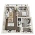 Modern open-concept floor plan featuring 1 bedroom, spacious living area, and sleek kitchen with elegant decor, measuring 866 sq ft.