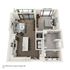 Elegant 3D floor plan showcasing a 1-bedroom apartment with an open-concept living area, modern kitchen, and spacious balcony, covering 930 square feet.